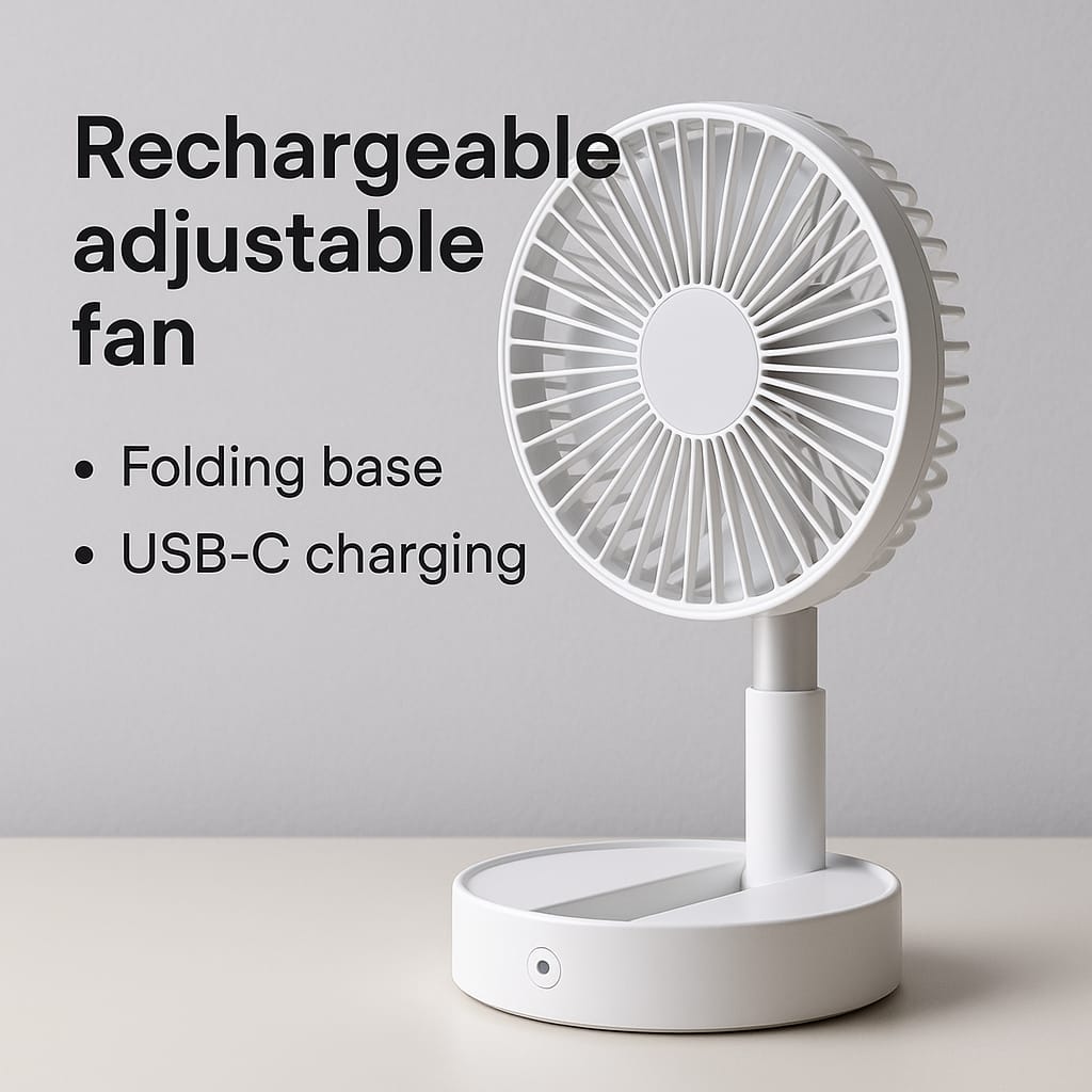 Rechargable adjustable portable fan